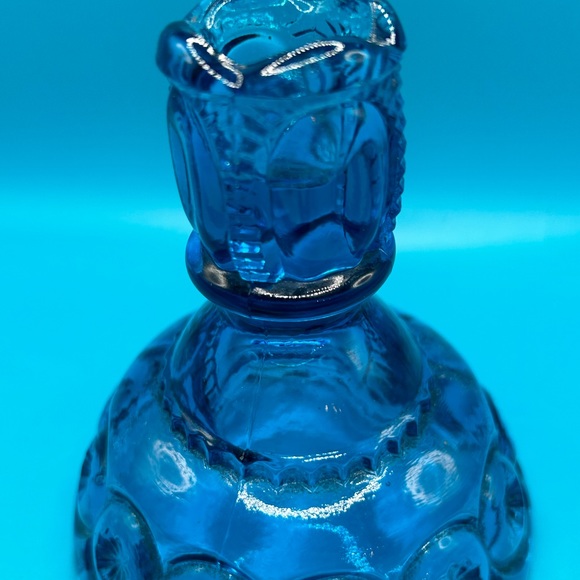 Vintage LE Smith Moon and Stars glass blue opalescent candle holder - Picture 3 of 5